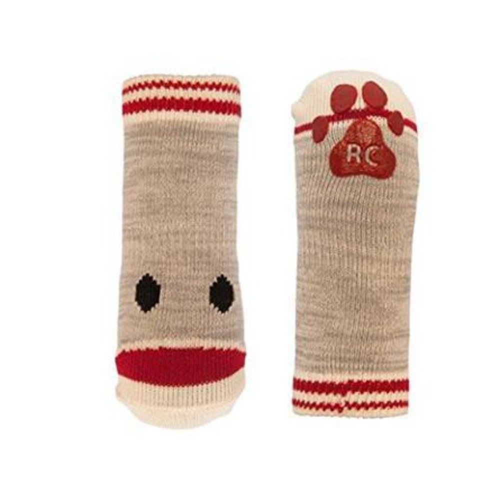 PAWks Sock Monkey Dog Socks with Anti-Slip Bottom